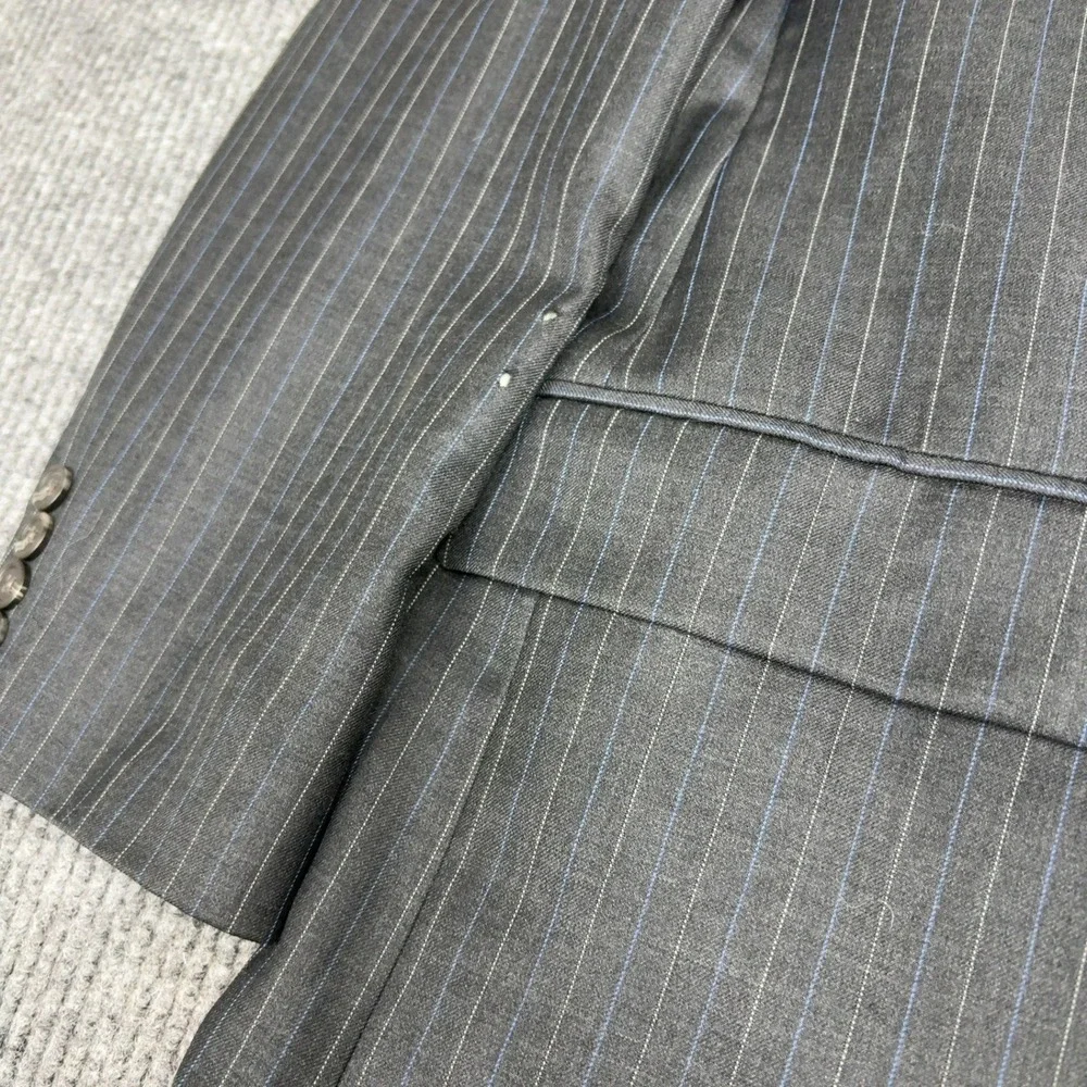 Lauren Ralph Lauren Suit‎ Jacket Mens 46R Gray Pinstripe Wool Two Button Blazer